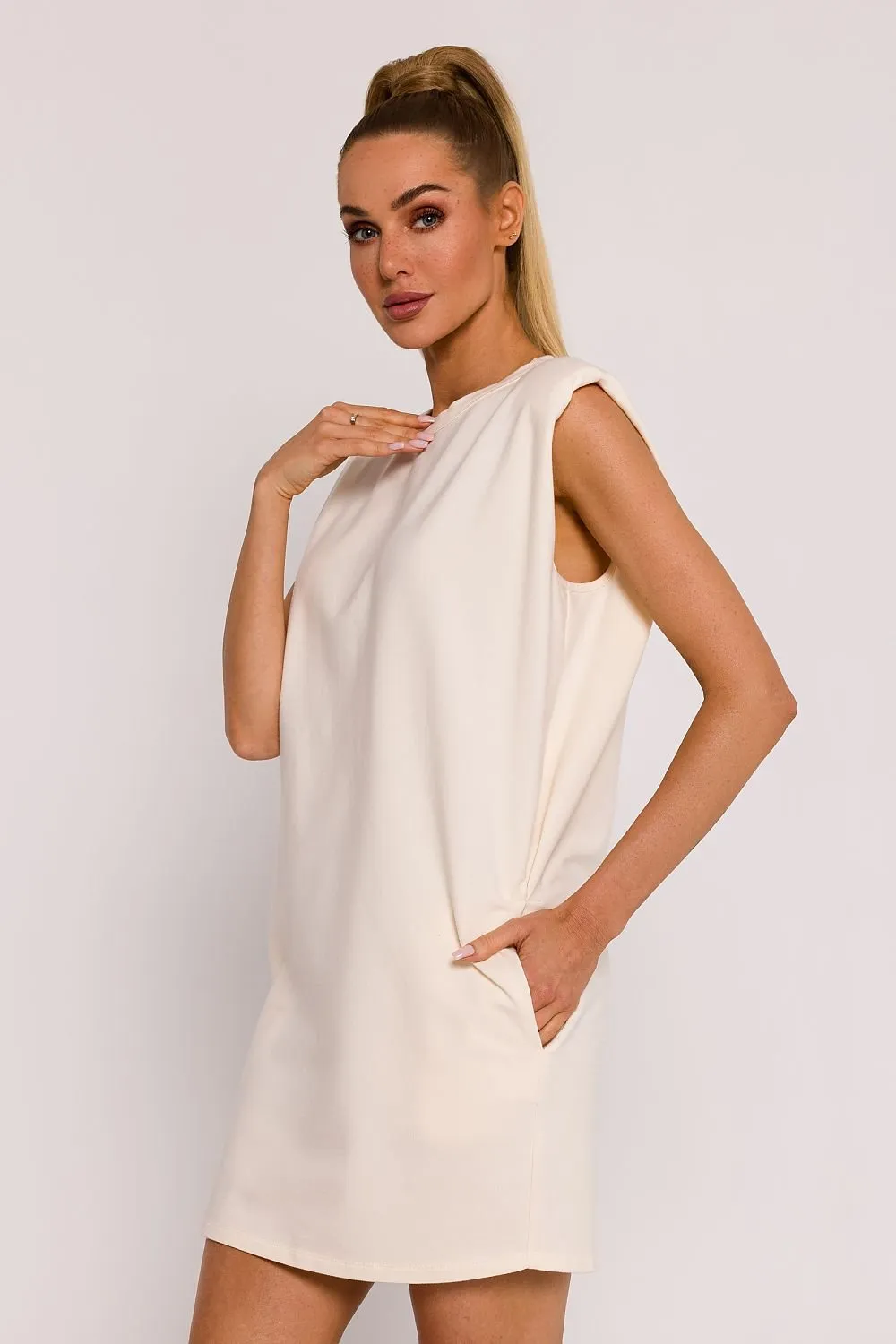 TEEK - Shrug Solid Pocketed Sleeveless Dress