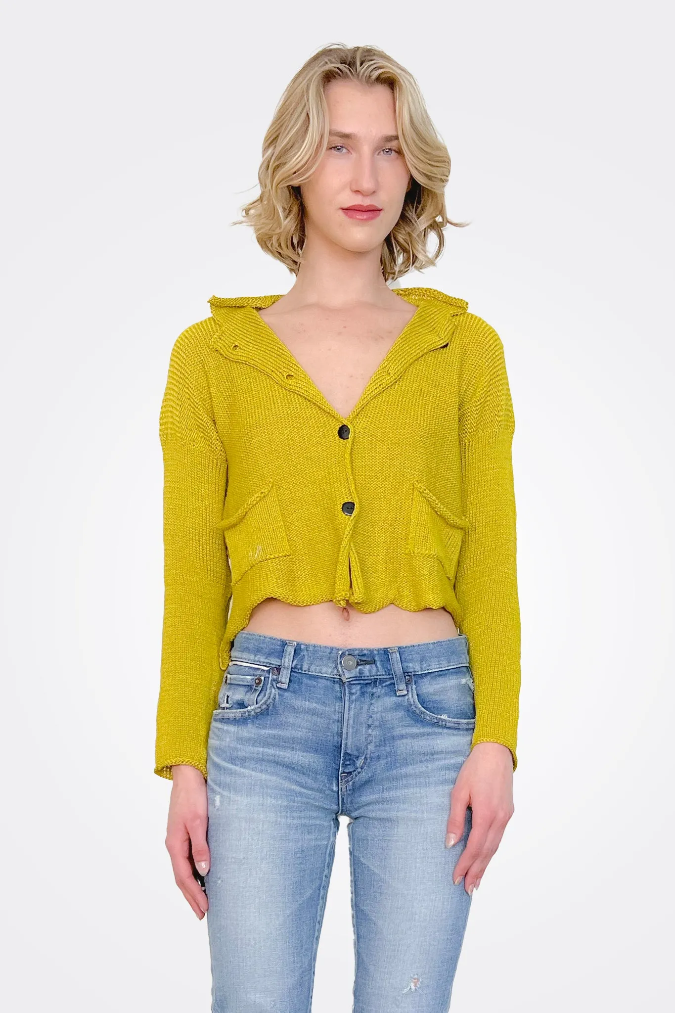 Tiger Crop Cardigan - Mustard