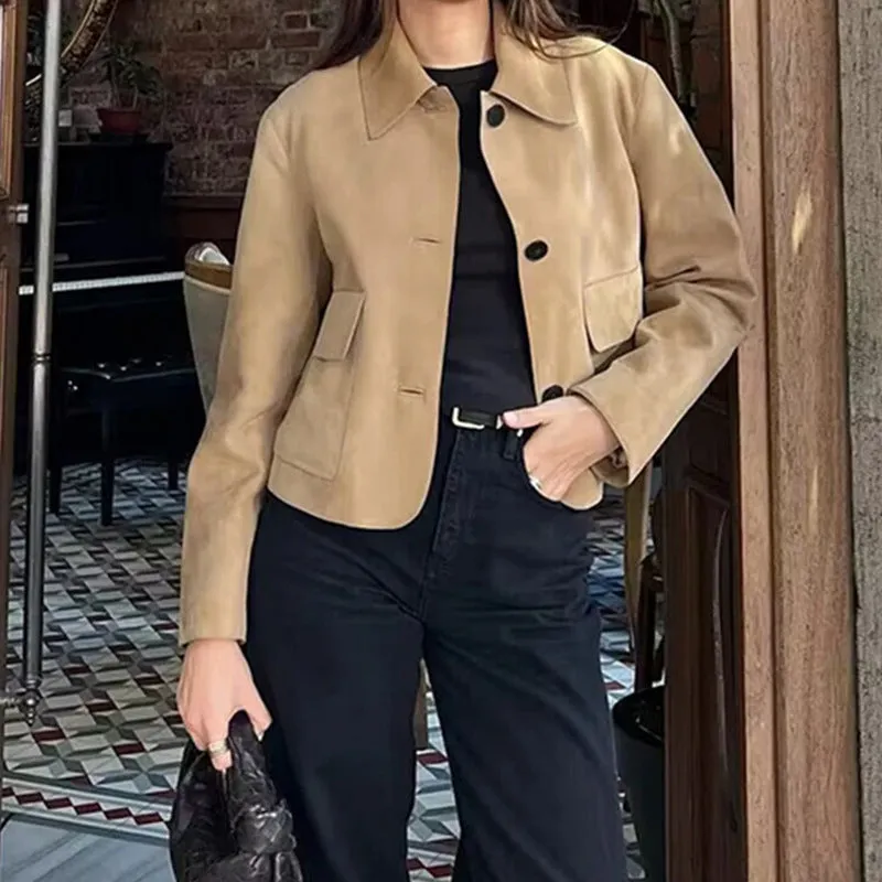 Toleet business casual outfits for women 2024 Autumn Coat Women's Elegant Retro Fashion Long Sleeve Lapel Coat Women