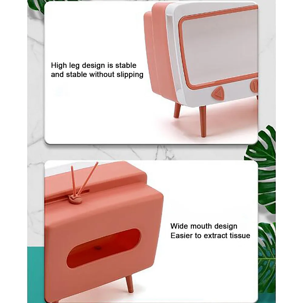 TV Tissue Box Desktop Paper Holder Dispenser Storage