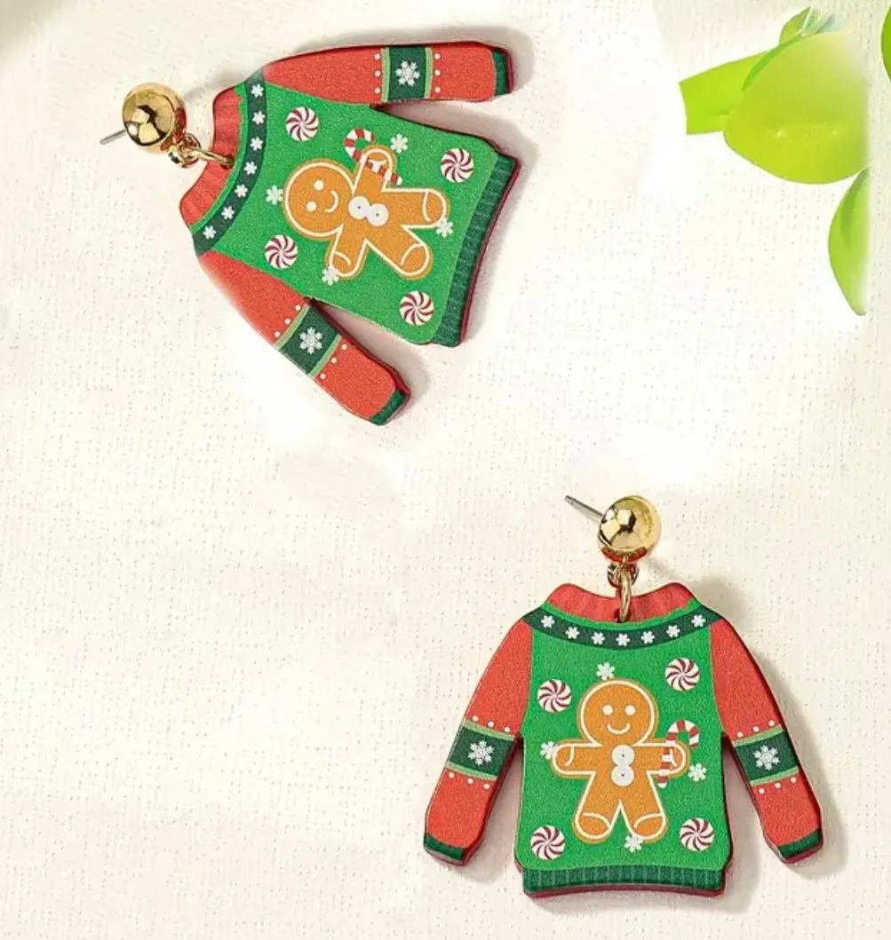 Ugly Christmas sweater earrings