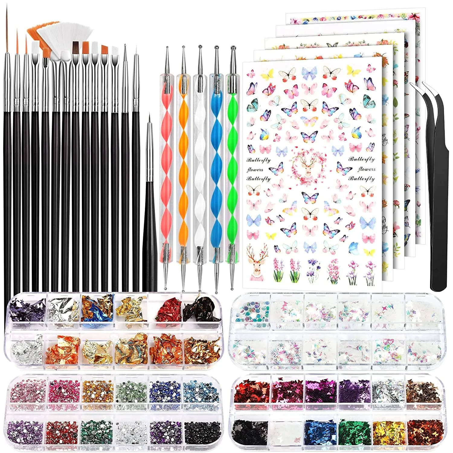 Ultimate Nail Art Master Kit: Brushes, Dotting Tools, Rhinestones & Stickers for Stunning Designs