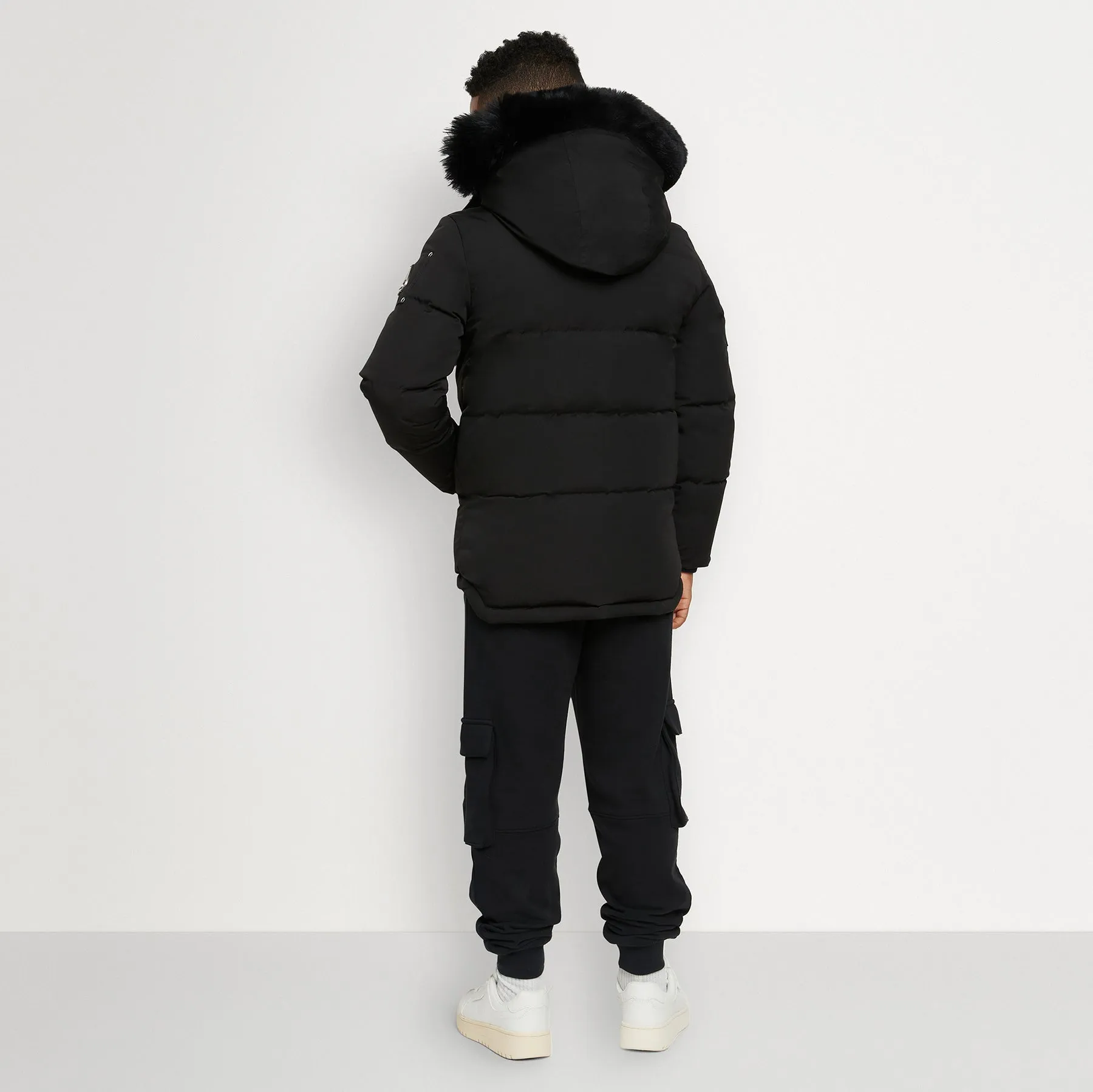 Unisex 3Q Jacket with Shearling Hood - Black