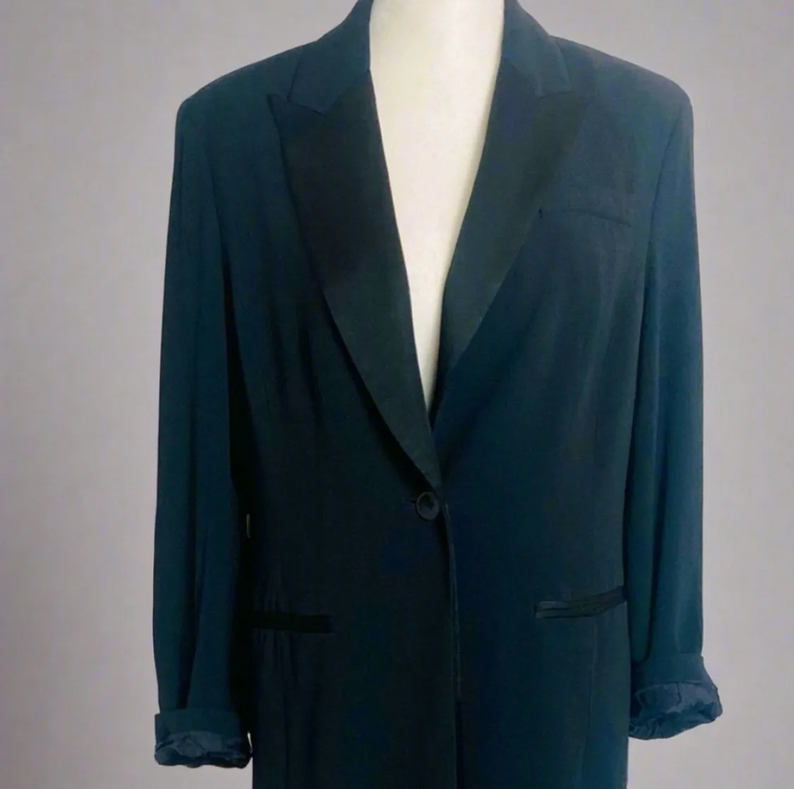 Valerie Stevens Fitted Long Black Dress Coat