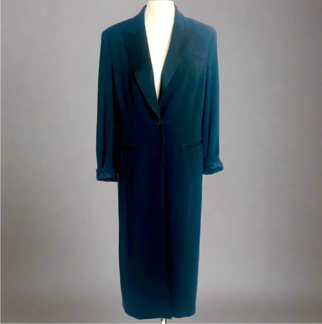 Valerie Stevens Fitted Long Black Dress Coat