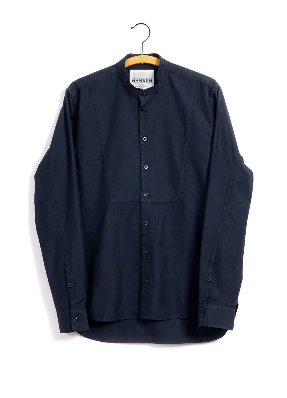 VALMAR | Collarless Bib Shirt | Navy