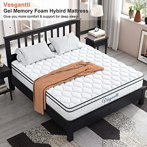 Vesgantti 10.2 Inch Multilayer Hybrid Queen Mattress - Multiple Sizes & Styles Available, Ergonomic Design with Breathable Foam and Pocket Spring/Medium Plush Feel