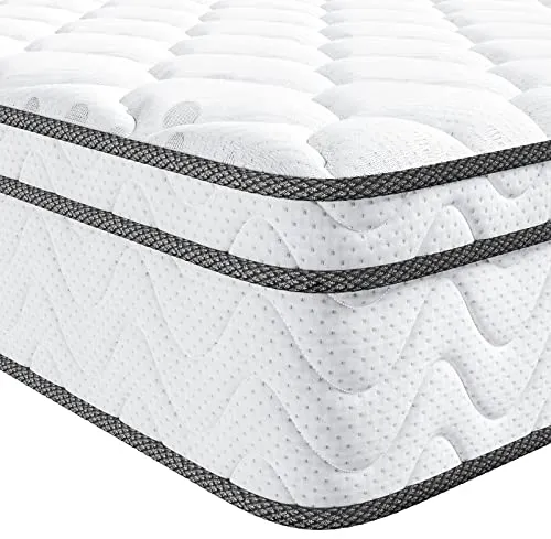 Vesgantti Twin XL Mattress, 10 Inch Hybrid Mattress with Memory Foam & Pocket Spring, Ergonomic Design & Pressure Relief, Medium Firm Feel Mattress in a Box (39 x 80 x10 Inches)