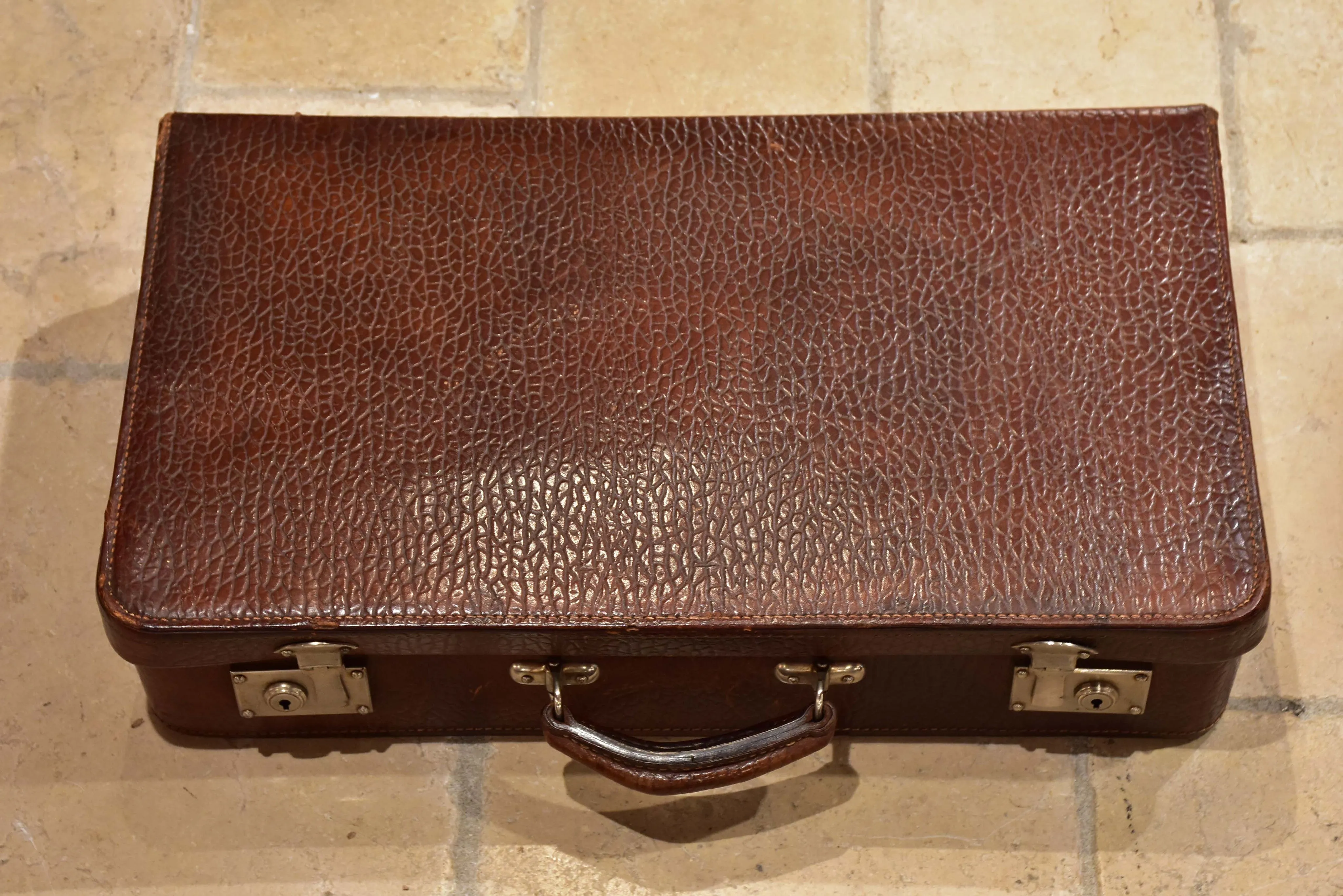 Vintage French leather suitcases