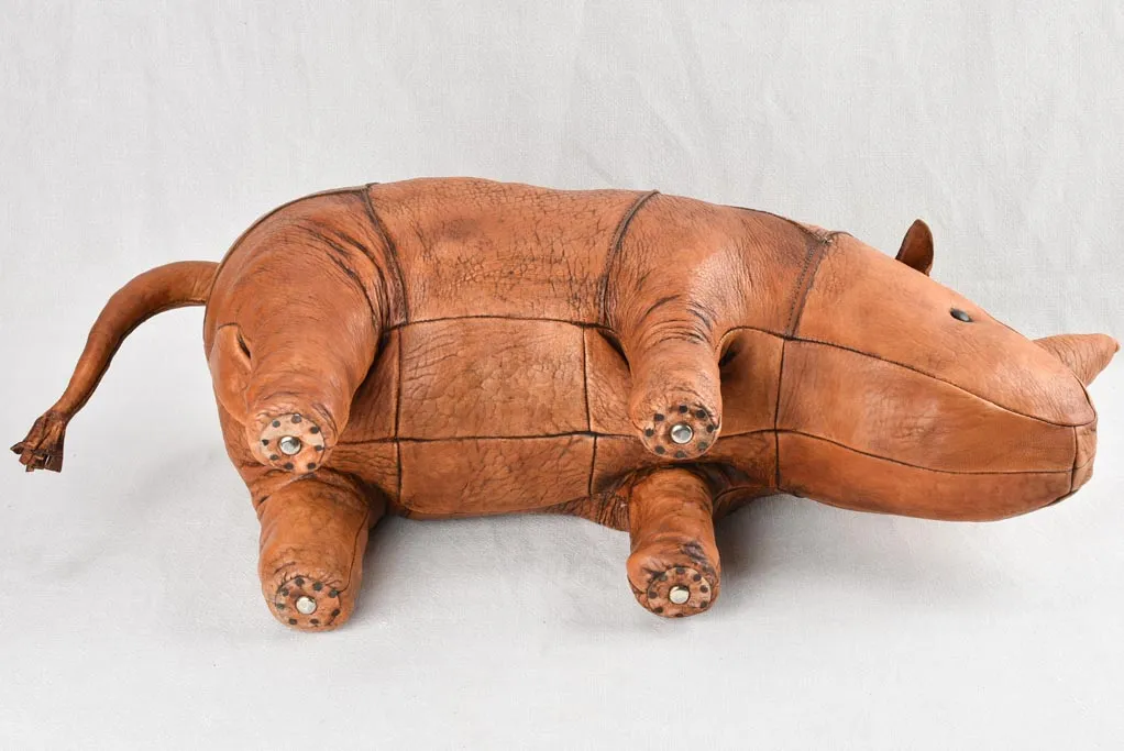 Vintage leather foot rest - rhinoceros 34¾"