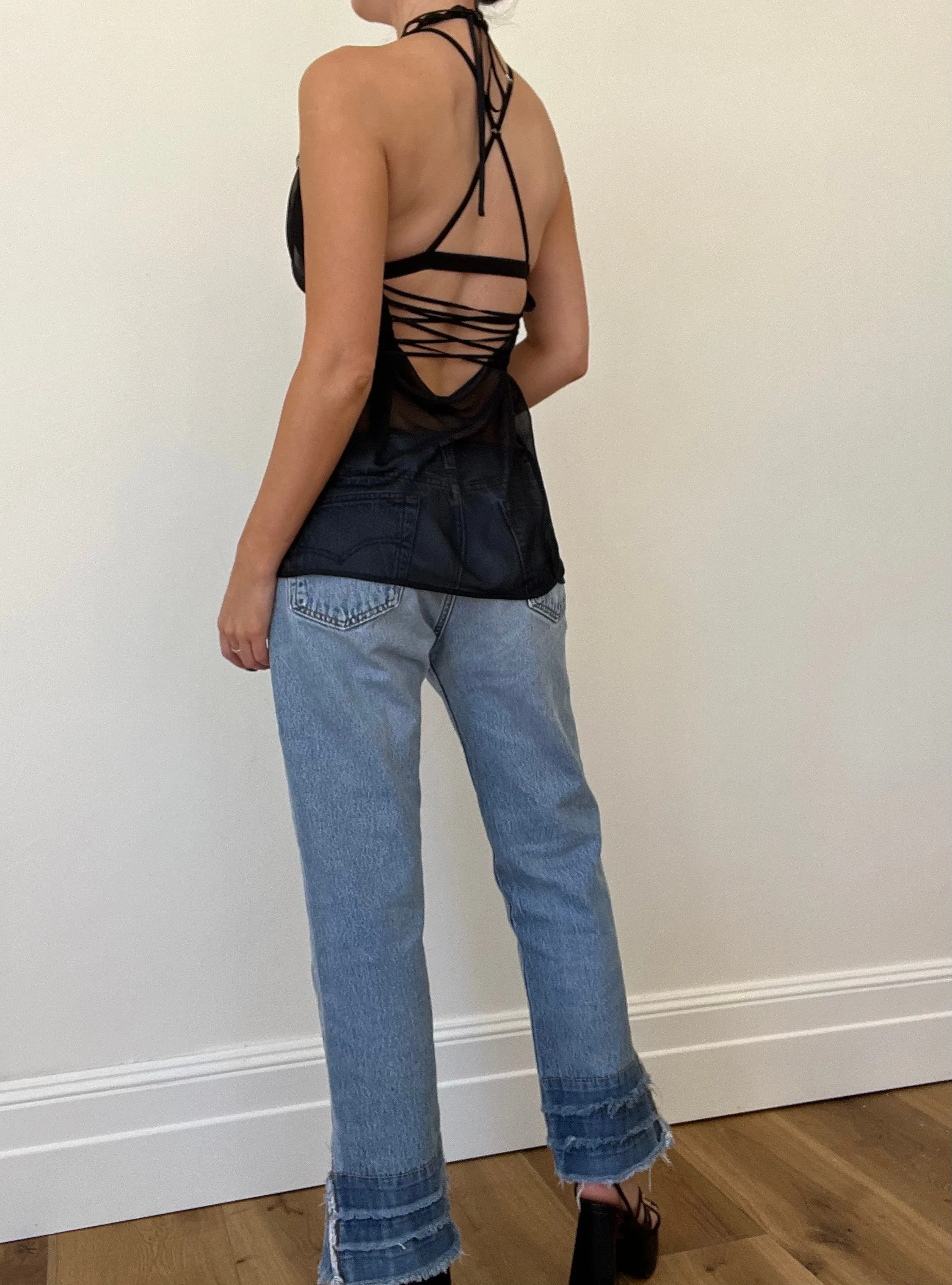 VS Sheer Halter Tie Top