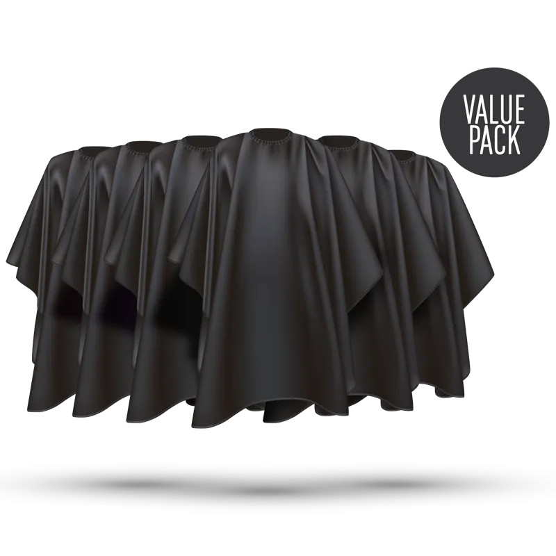 Wahl Value Pack Polyester Cutting Cape Black 6 Pack = 5   1   WP3012