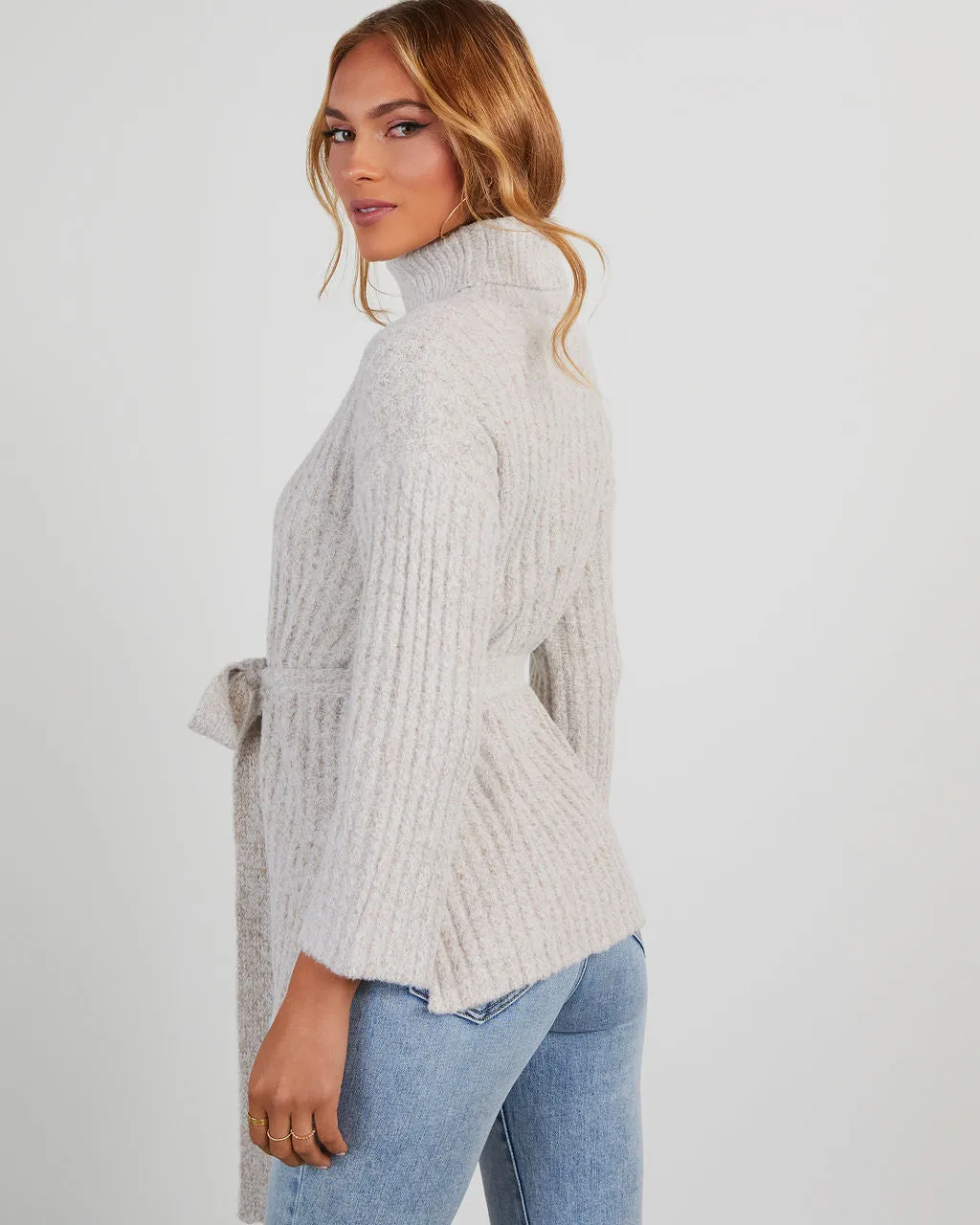 Warner Tie Waist Turtleneck Sweater