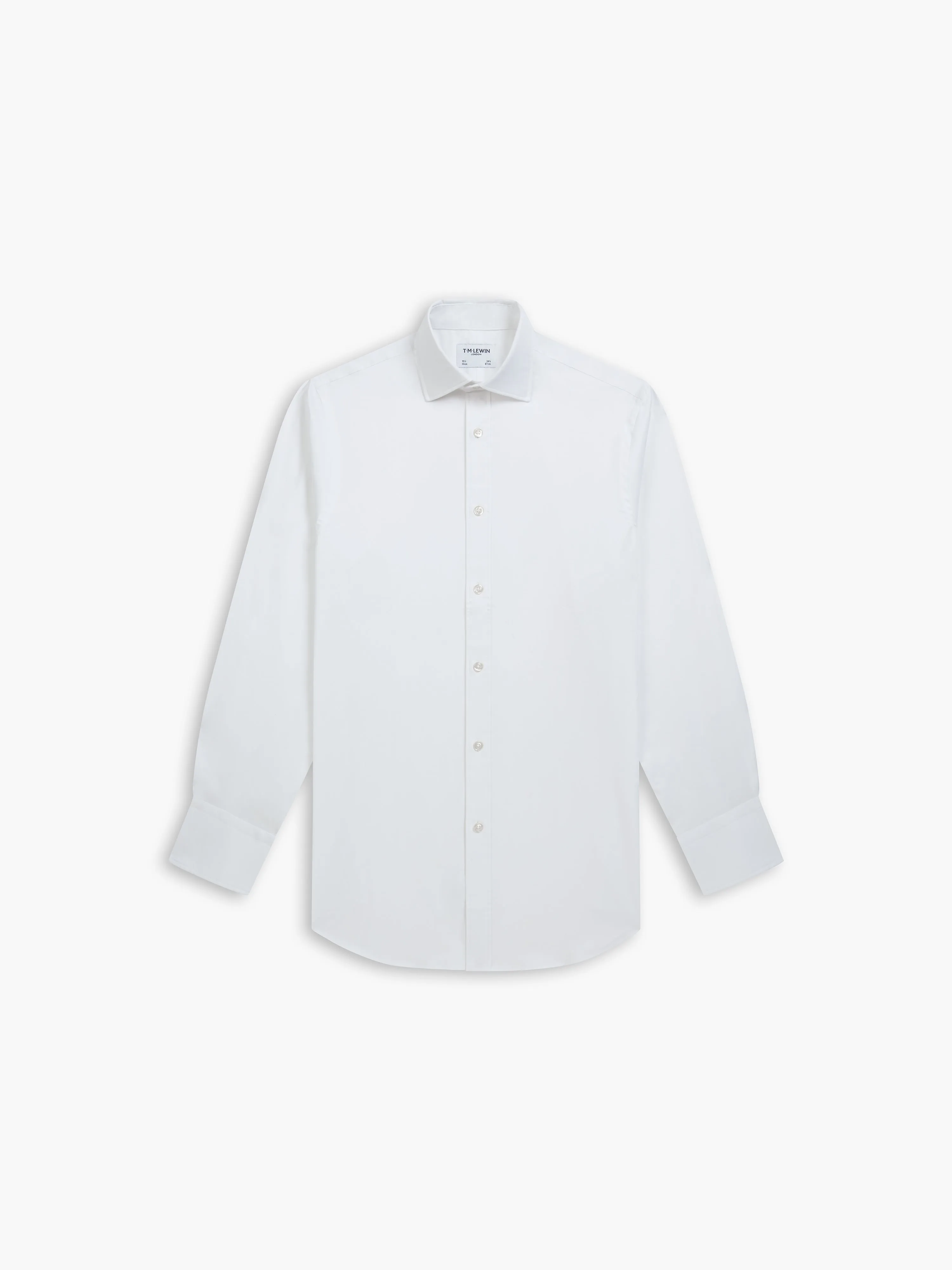 White Bold Twill Fitted Single Cuff Classic Collar Shirt