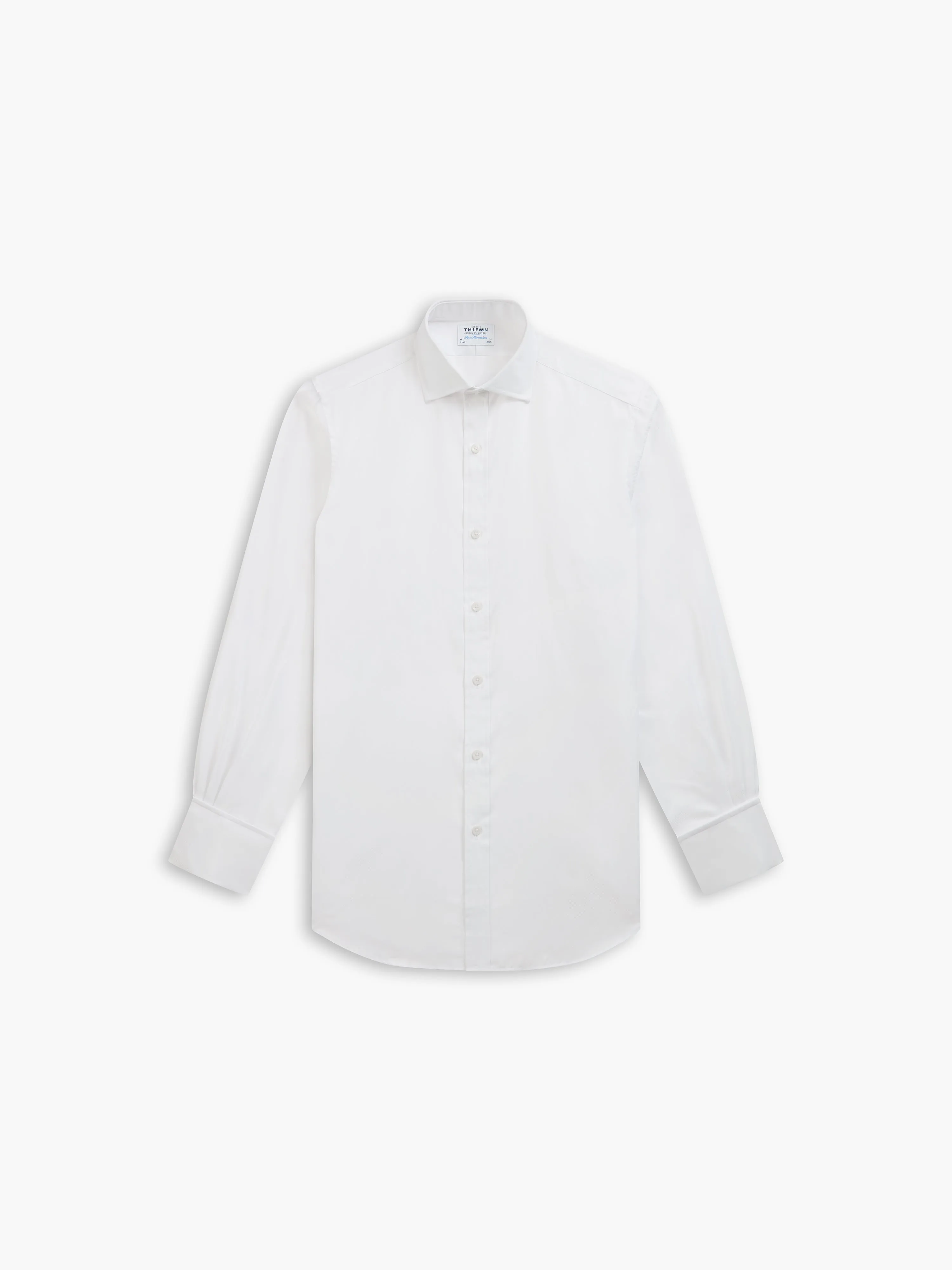 White Bold Twill Super Fitted Double Cuff Classic Collar Shirt