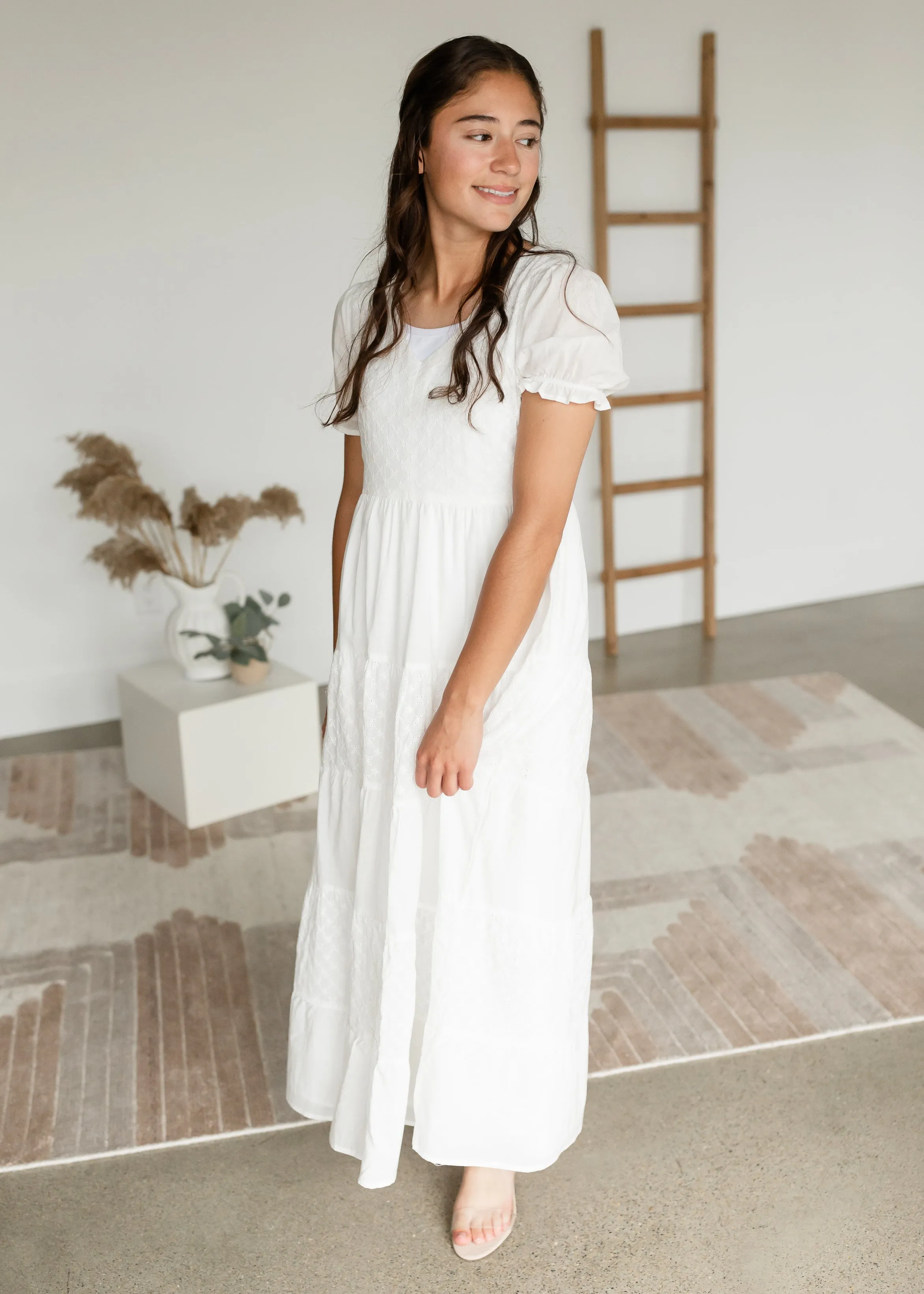 White Puff Sleeve Midi Dress - FINAL SALE