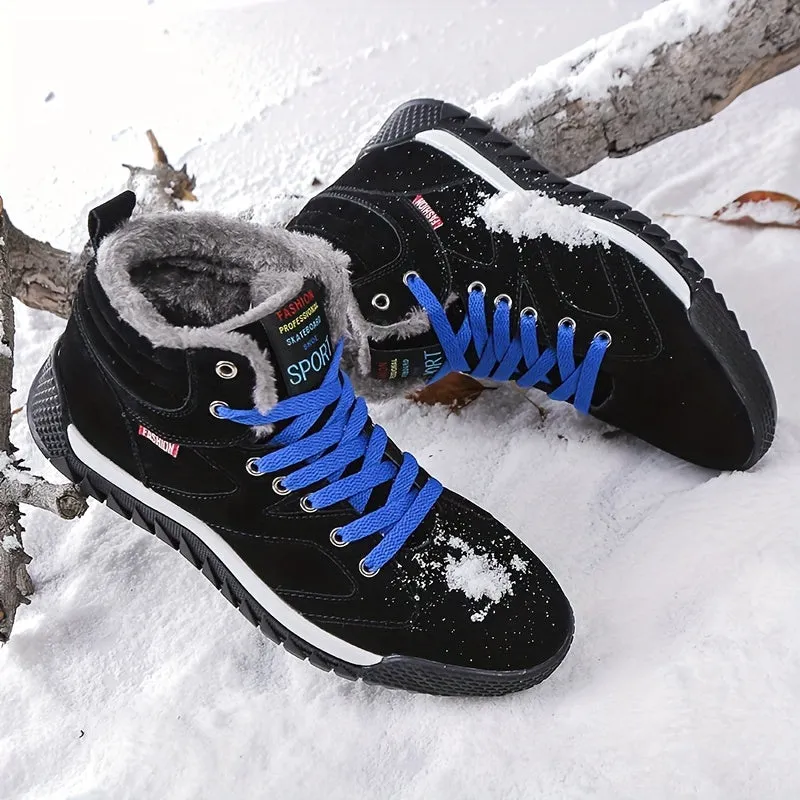 Winter Explorer Boots - Men's High-Top Snow Boots for Outdoor Activities, Warm Plush Lining, Non-Slip Outsole, Lace-Up Closure, Comfortable Skate Shoes for Cold Weather - Ideal for Hiking, Trekking, and Snowy Adventures