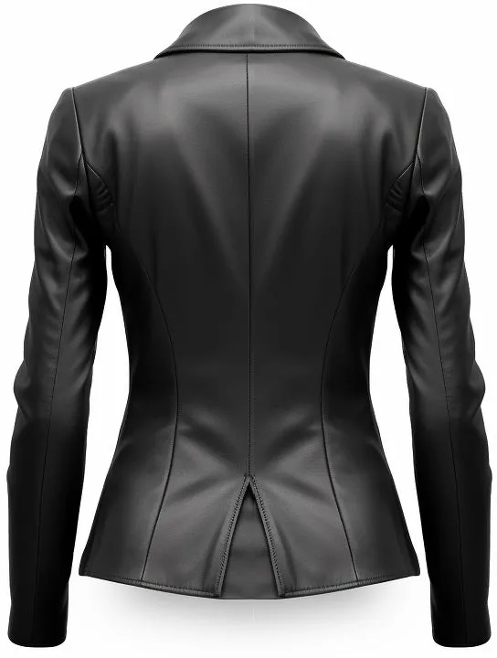 Women Black Leather Blazer - Women Leather Coat