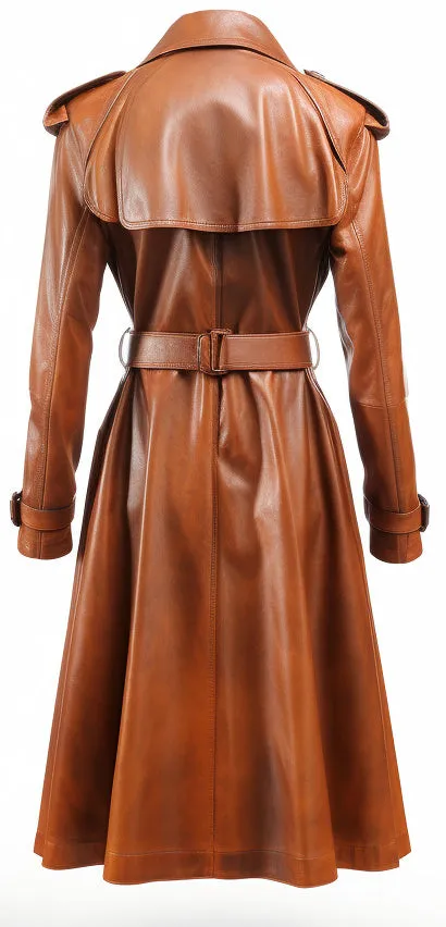 Women Brown Real Leather Coat