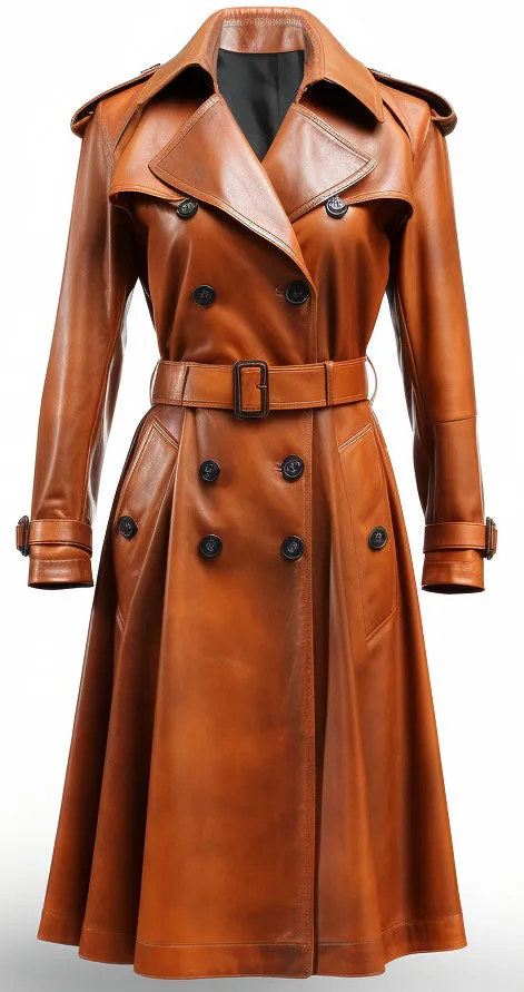 Women Brown Real Leather Coat