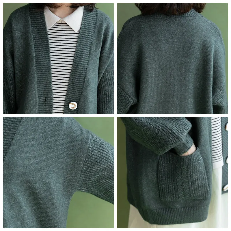 Women Casual V-Neck Sweater Coat Z9299