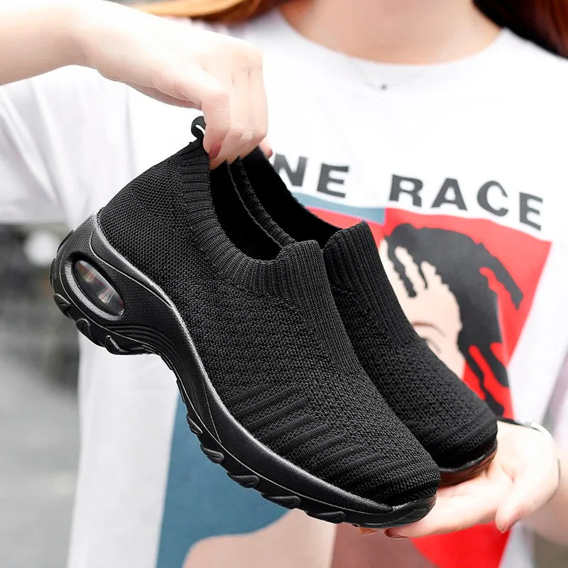 Women's air cushion elastic slip resistant leisure sneakers