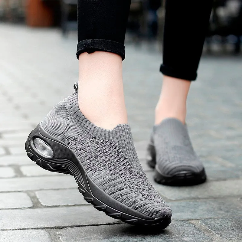 Women's air cushion elastic slip resistant leisure sneakers