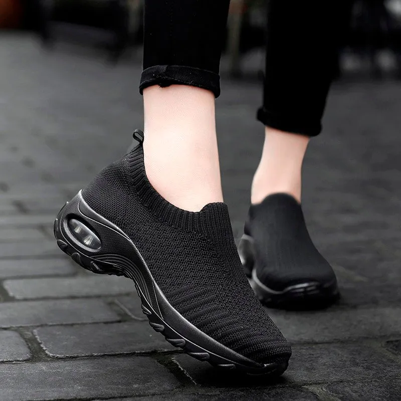 Women's air cushion elastic slip resistant leisure sneakers