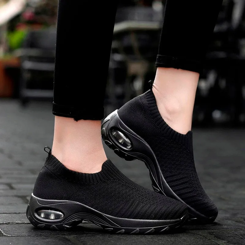 Women's air cushion elastic slip resistant leisure sneakers