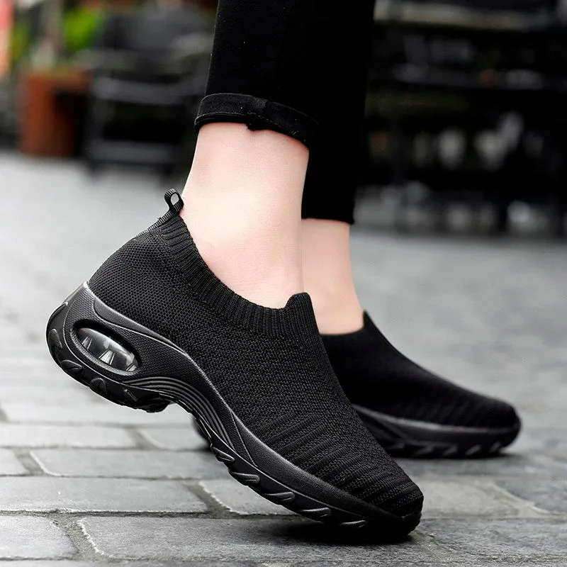 Women's air cushion elastic slip resistant leisure sneakers