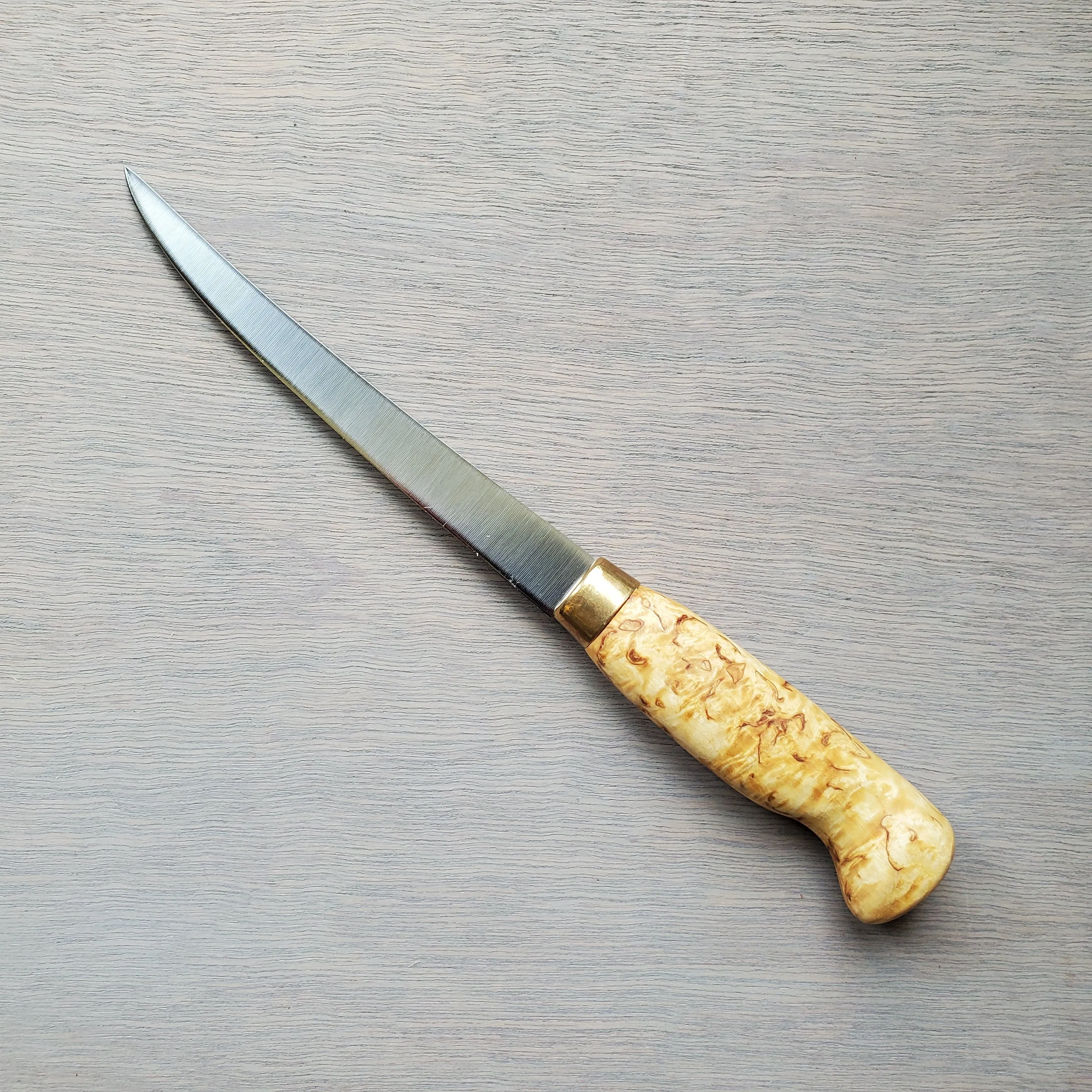 Wood Jewel Fillet Knife 6" - Curly Birch 23F