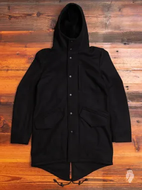 Wool Fishtail Parka in Black