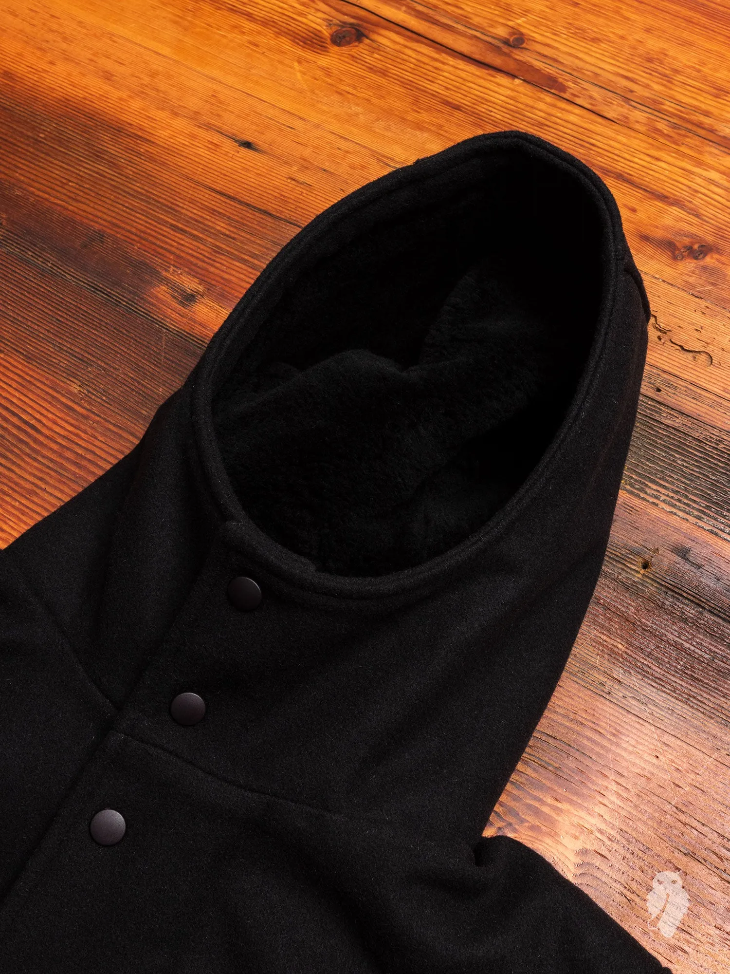 Wool Fishtail Parka in Black