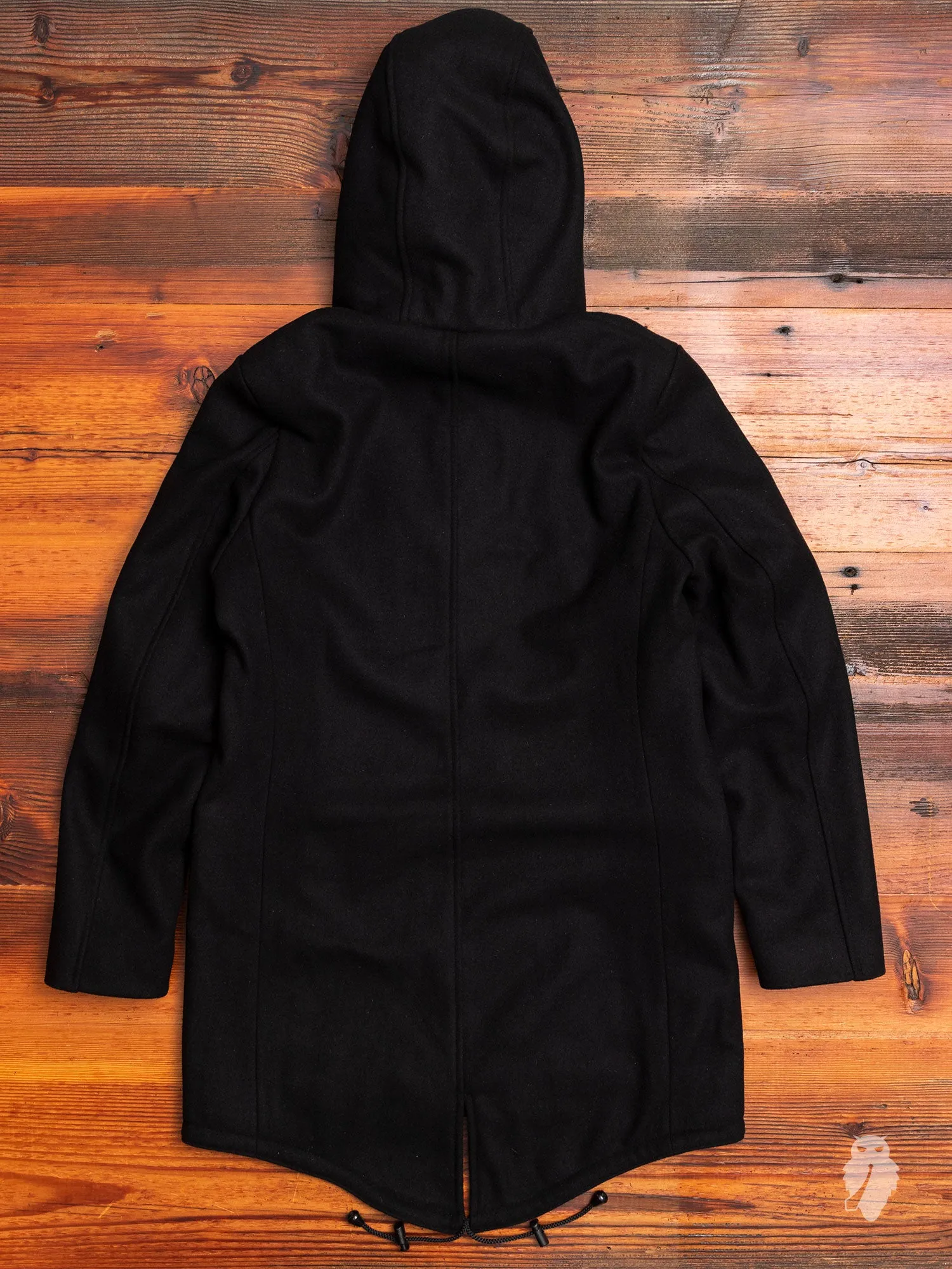 Wool Fishtail Parka in Black