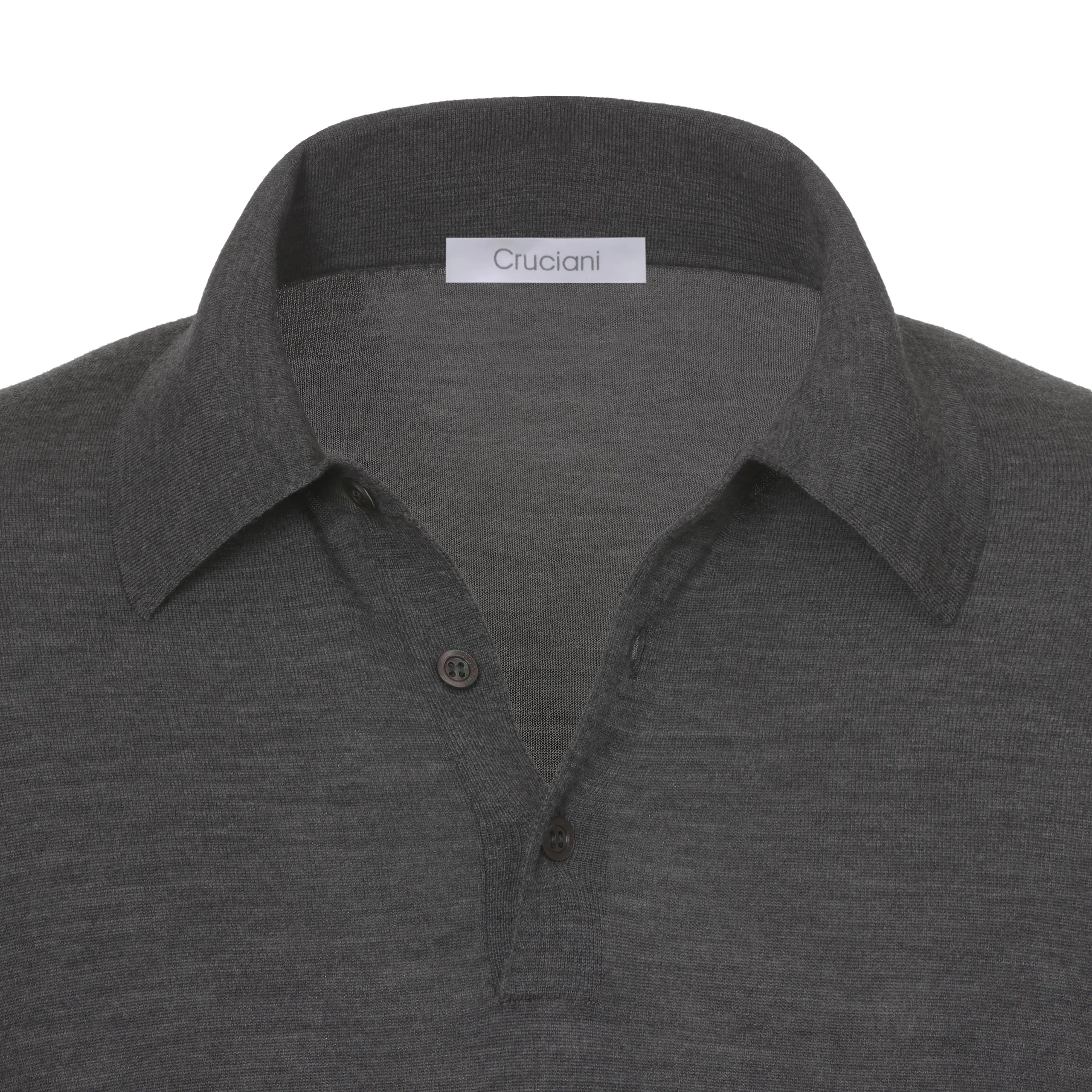 Wool Sweater Polo Shirt in Dark Grey Melange