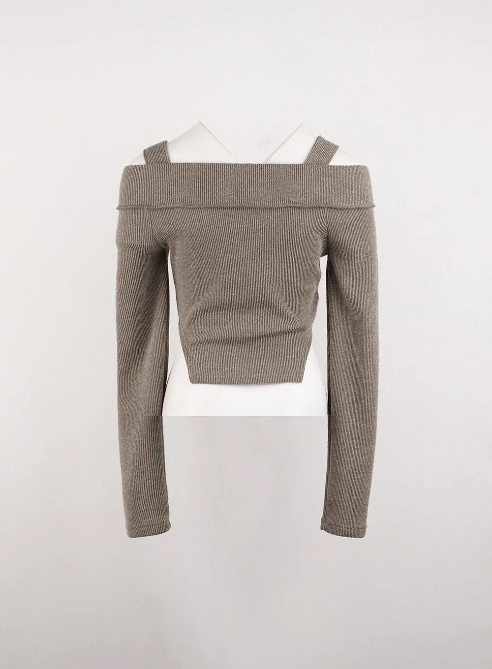 Zip Cut Out Off Shoulder Crop Sweater ID306