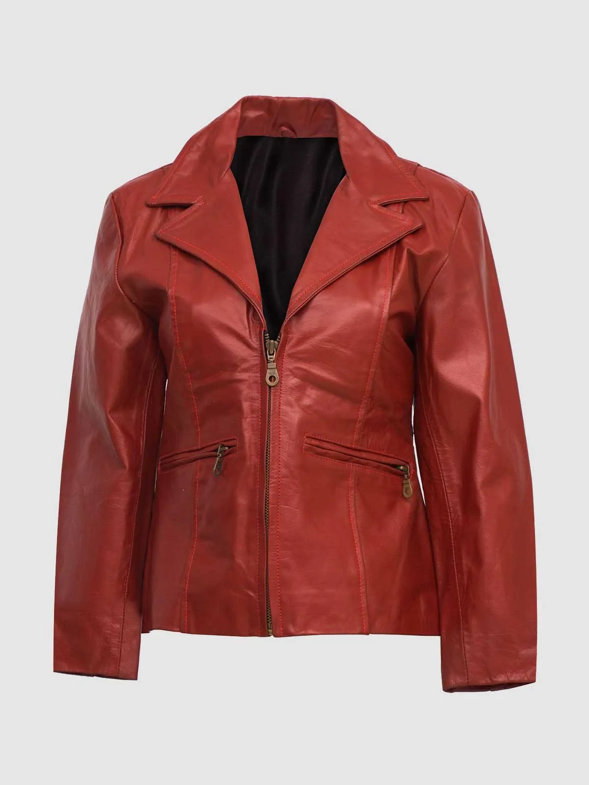 Zipper Leather Biker Coat