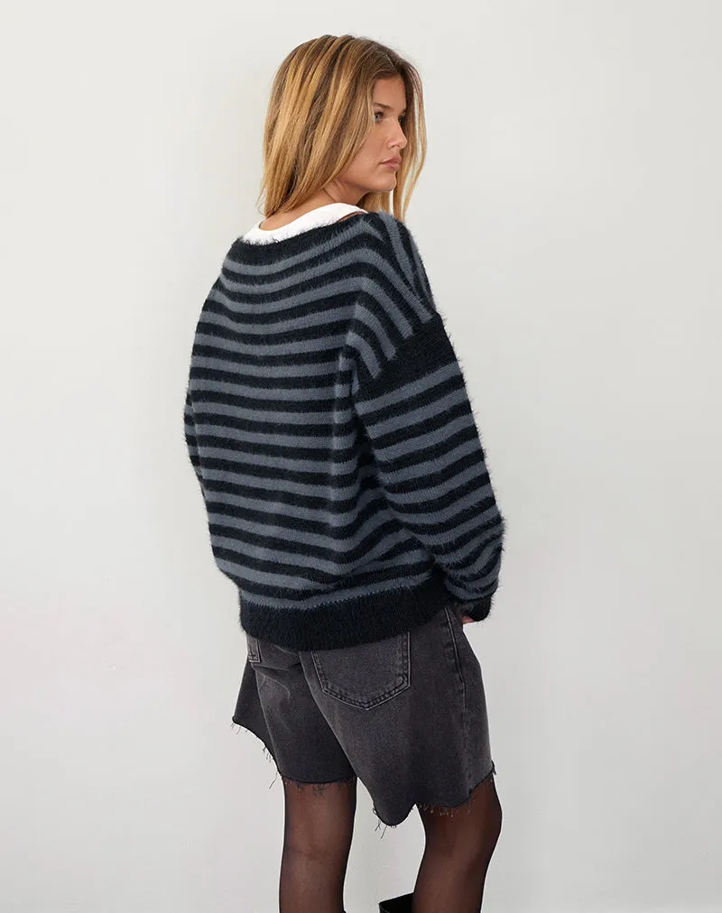 Zuleika Jumper in Charcoal Stripe